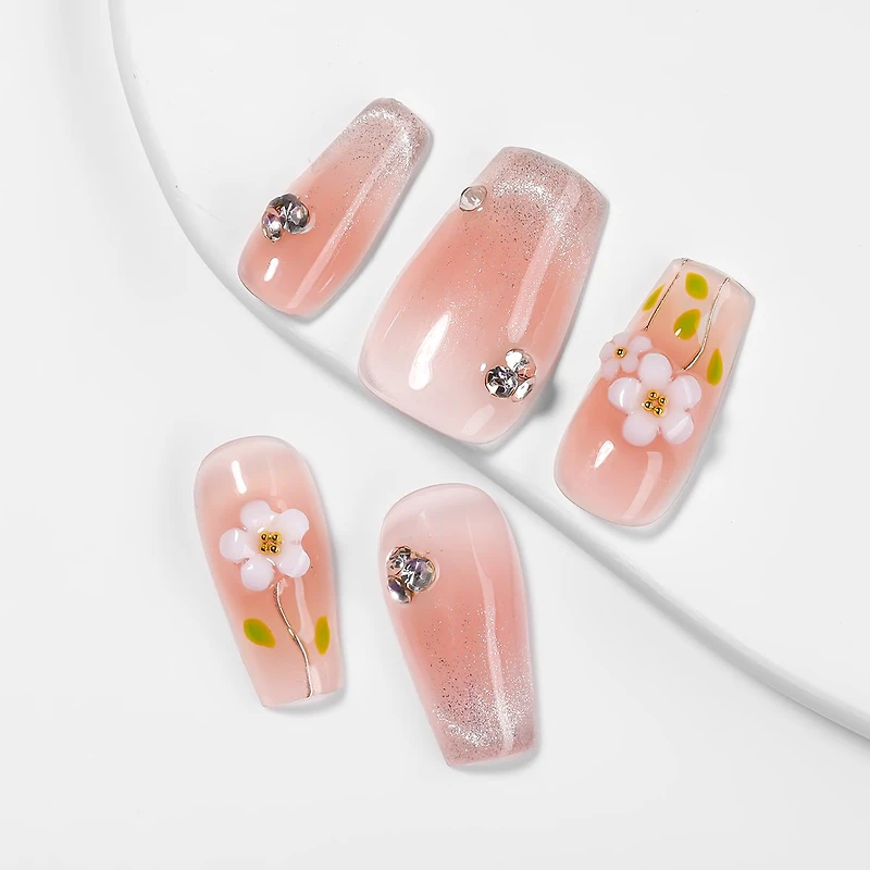 Kiokii Handmade Press-On Nails-Pink Bloom