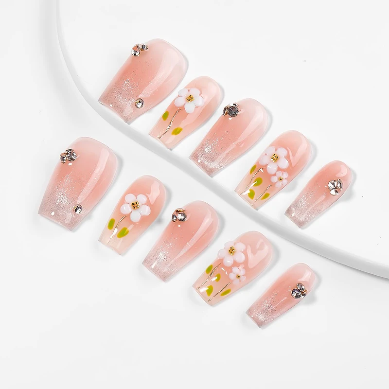 Kiokii Handmade Press-On Nails-Pink Bloom