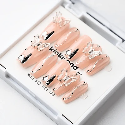 Kiokii Handmade Press-On Nails  - Silver Wings
