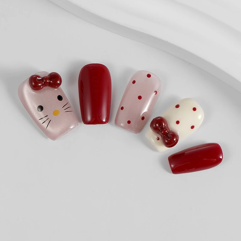 Kiokii Handmade Press-On Nails-Sweet Cherry