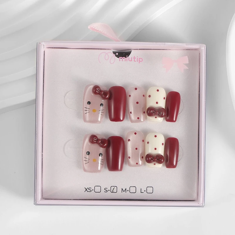 Kiokii Handmade Press-On Nails-Sweet Cherry