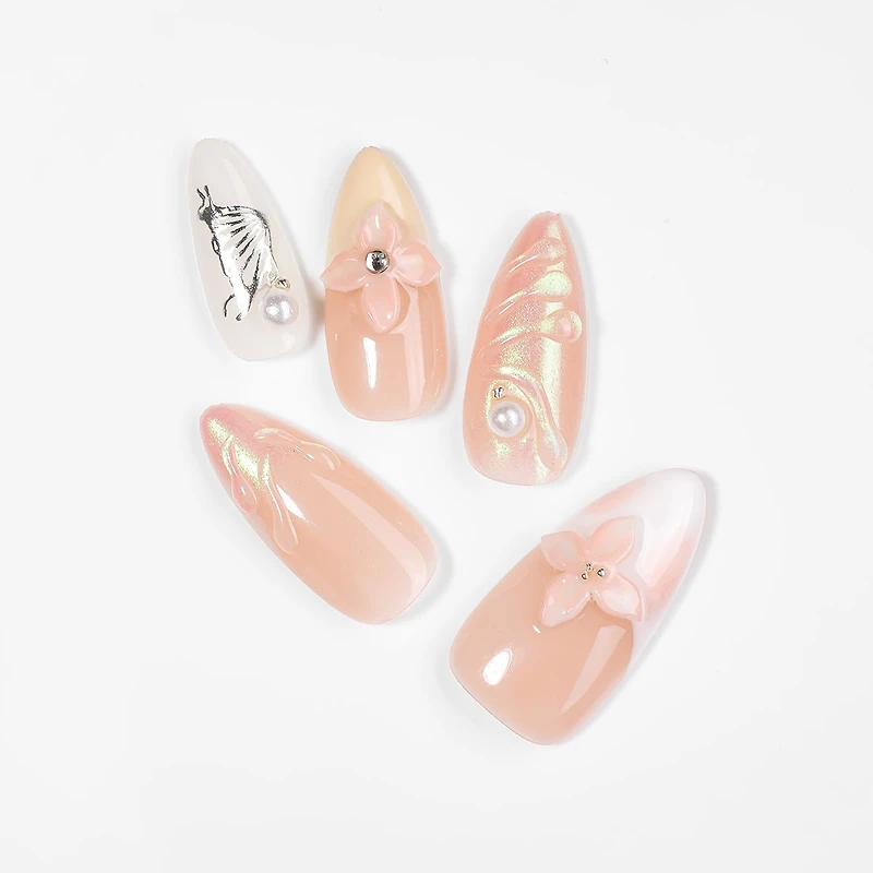 Kiokii Handmade Press-On Nails-Whispering Petals Nail Art