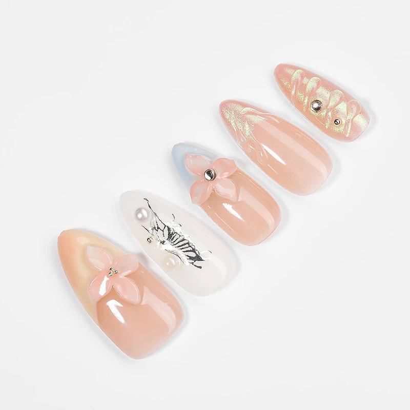 Kiokii Handmade Press-On Nails-Whispering Petals Nail Art