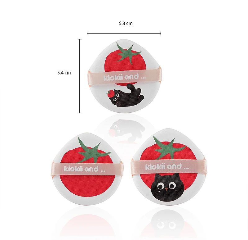 Kiokii Tomato Cat Makeup Puffs Set 3pcs