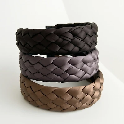 Kiokii Wide Braided Satin Headband - Elegant Non-Slip Hair Accessory (3 Colors)
