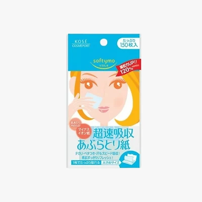 Kose Softymo Quick Oil Absorption Blotting Paper 150 Sheets (Blue)
