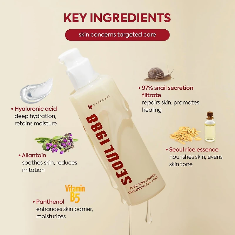KSECRET SEOUL 1988 Essence: Snail Mucin 97% + Rice 100ml