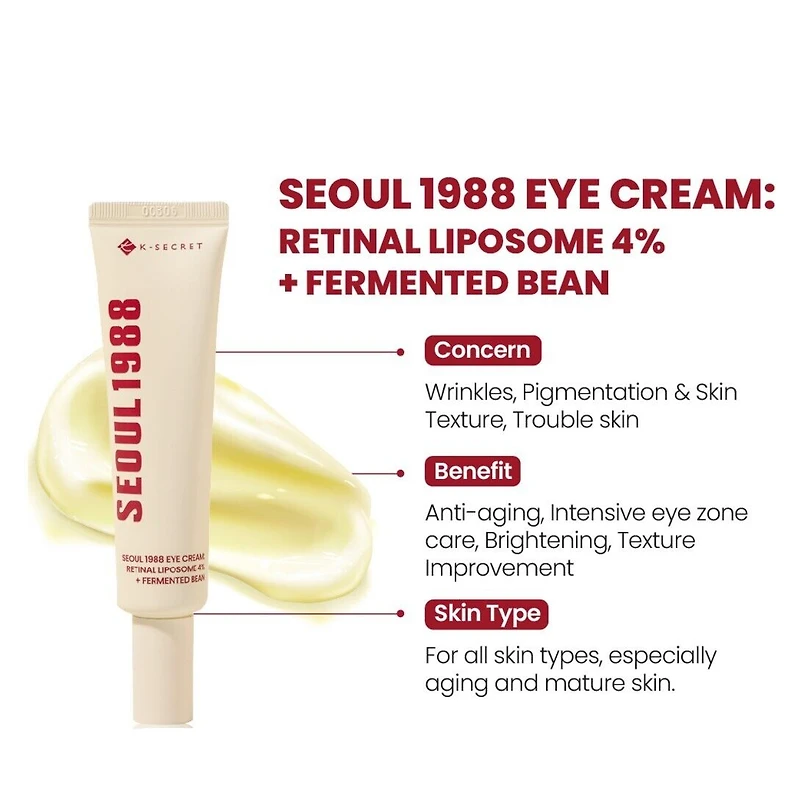 KSECRET SEOUL 1988 Eye Cream: Retinal Liposome 4% + Fermented Bean 30ml