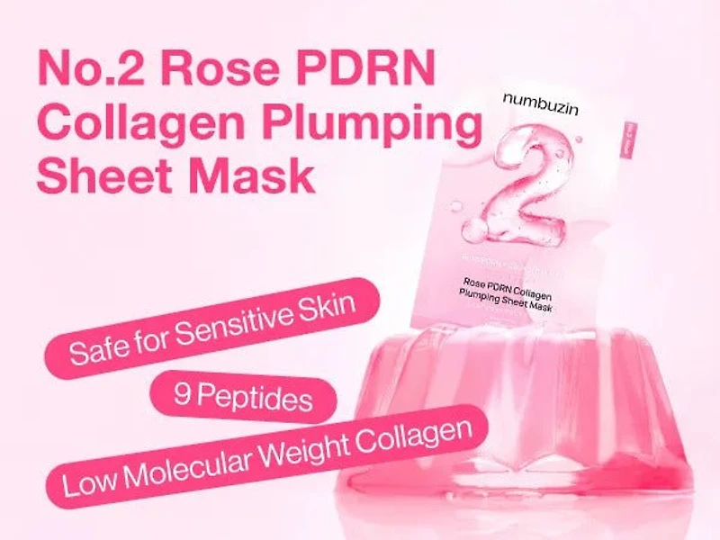 Numbuzin No 2 Rose PDRN Collagen Plumping Sheet Mask 5pcs