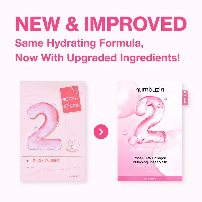 Numbuzin No.2 Rose PDRN Collagen Plumping Sheet Mask 4pcs