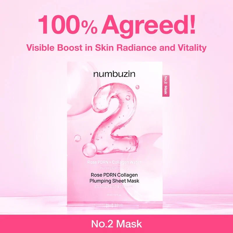 Numbuzin No.2 Rose PDRN Collagen Plumping Sheet Mask 4pcs