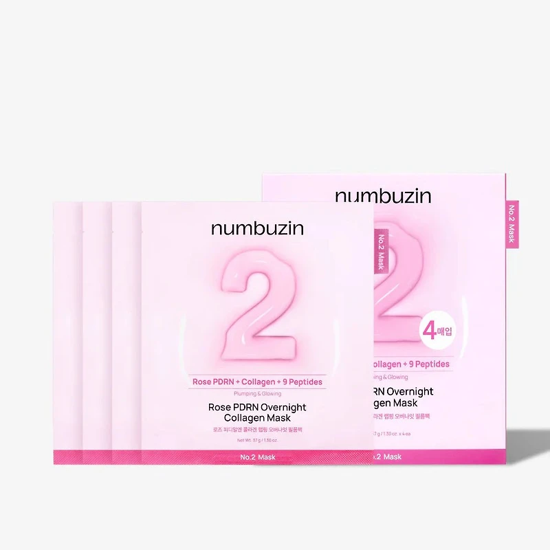 Numbuzin No.2 Rose PDRN Overnight Collagen Mask 4pc