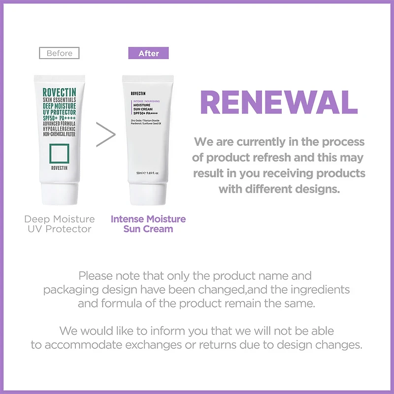 ROVECTIN Intense Moisture Sun Cream SPF50+ 50ml