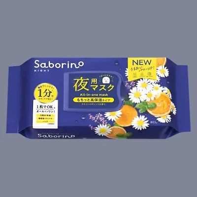 BCL Saborino Night Face Mask Chamomile Orange 30 Sheets