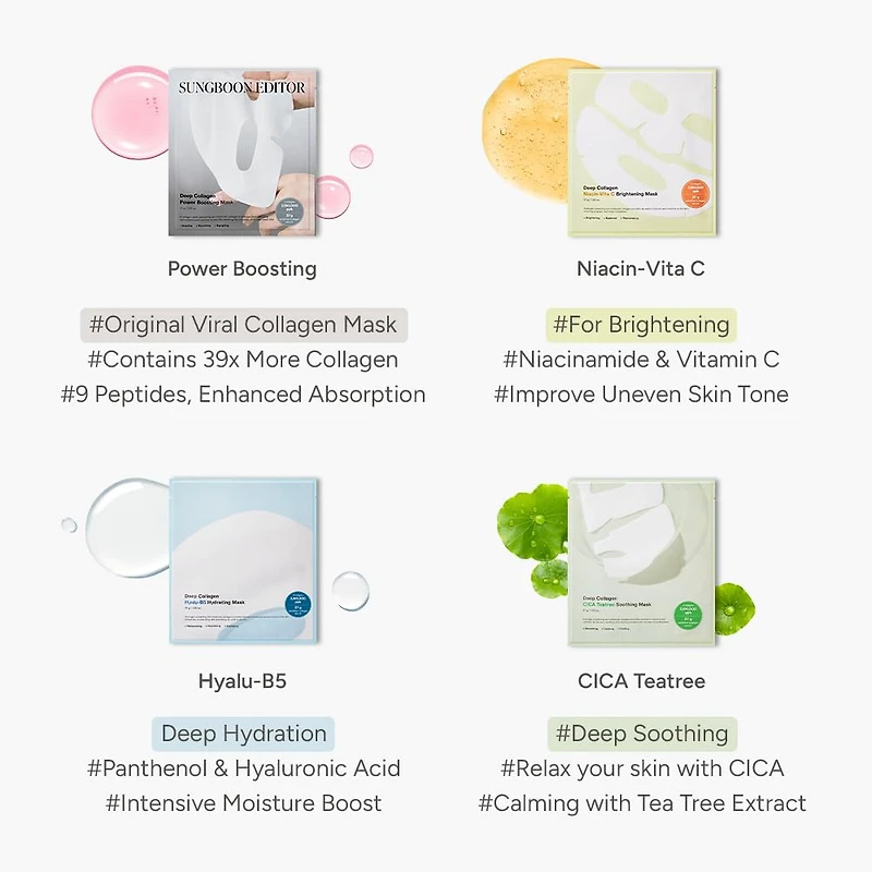 Sungboon Editor Deep Collagen Niacin Vita C Brightening Mask 4pcs
