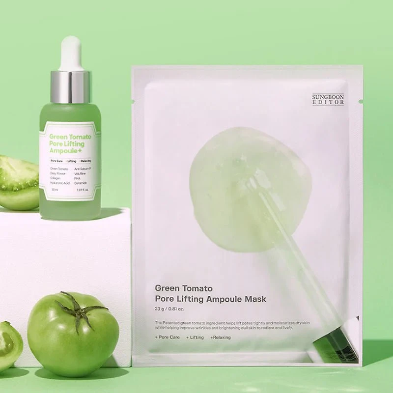 SUNGBOON EDITOR Green Tomato NMN Pore Lifting Ampoule Mask 1pc