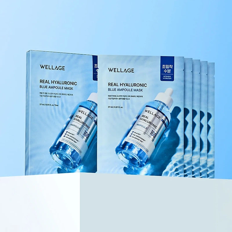 WELLAGE Real Hyaluronic Blue Ampoule Mask (5 sheets)