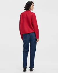 Long-Sleeve Mock-Neck Loose Pullover