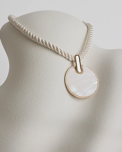 Chunky Cord Necklace with Mother-of-Pearl Pendant