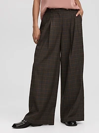 Pantalon carreauté à jambe large et taille haute - L’Intemporelle