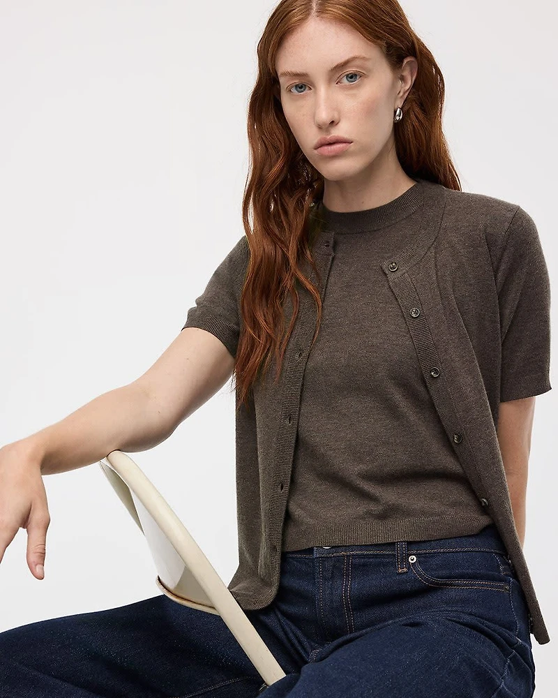 Short-Sleeve Buttoned-Down Cardigan