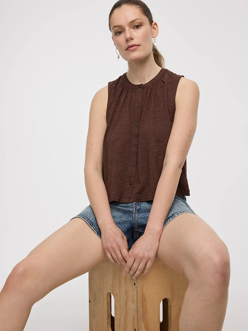 Camisole à boutonner col rond