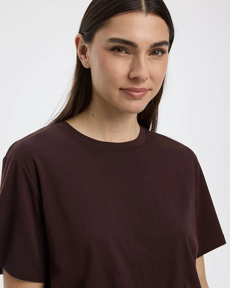 Crew-Neck Tee with Bubble Hem