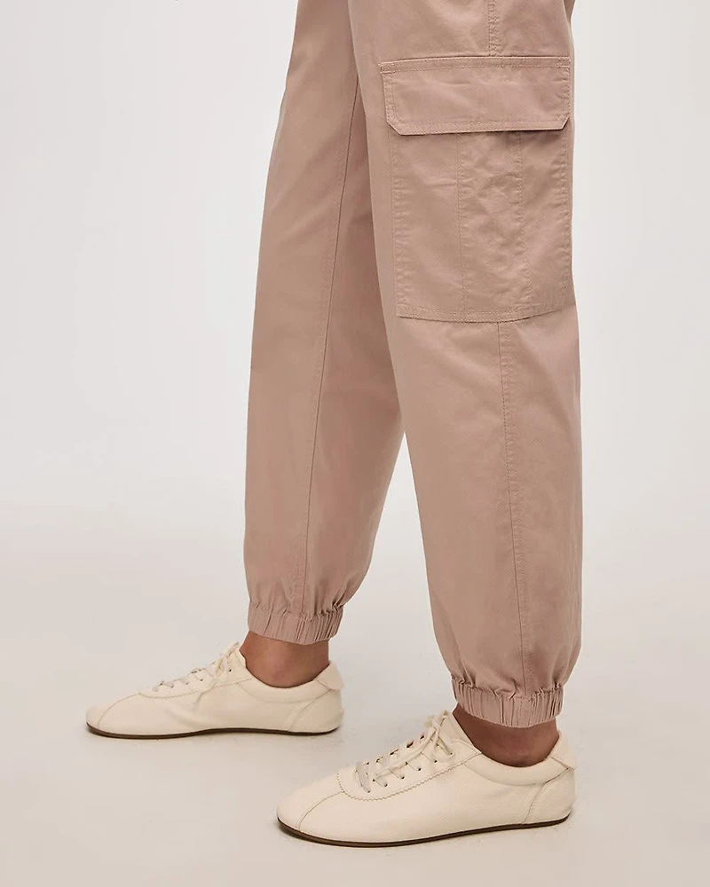 Pantalon jogger en popeline avec poches cargo - Long
