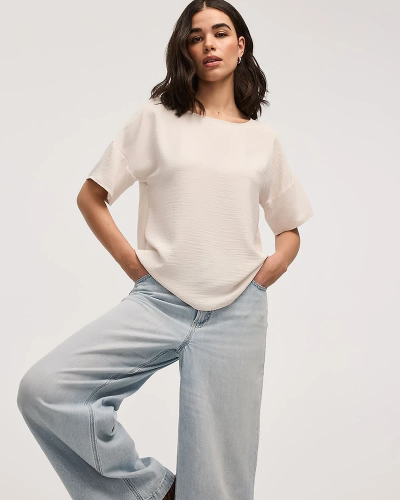 Short-Sleeve Crew-Neck T-Shirt Blouse