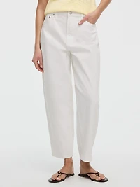 Jeans blanc taille haute à jambe ballon