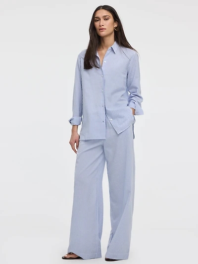 Pantalon gaufré à rayures jambe large