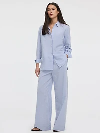 Pantalon gaufré à rayures jambe large