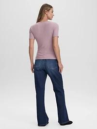 Long-Sleeve Crew-Neck Ribbed T-Shirt