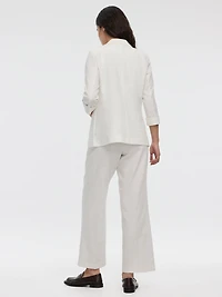 Open Linen Blazer with 3/4 Sleeves