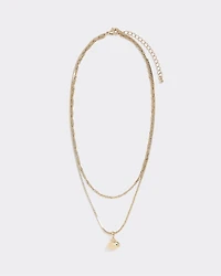 Double-Chain Necklace with Metal Pendant