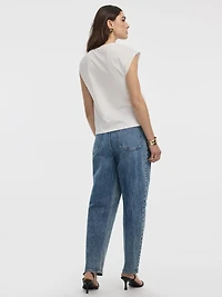 Shirred Tee with Metal Ring