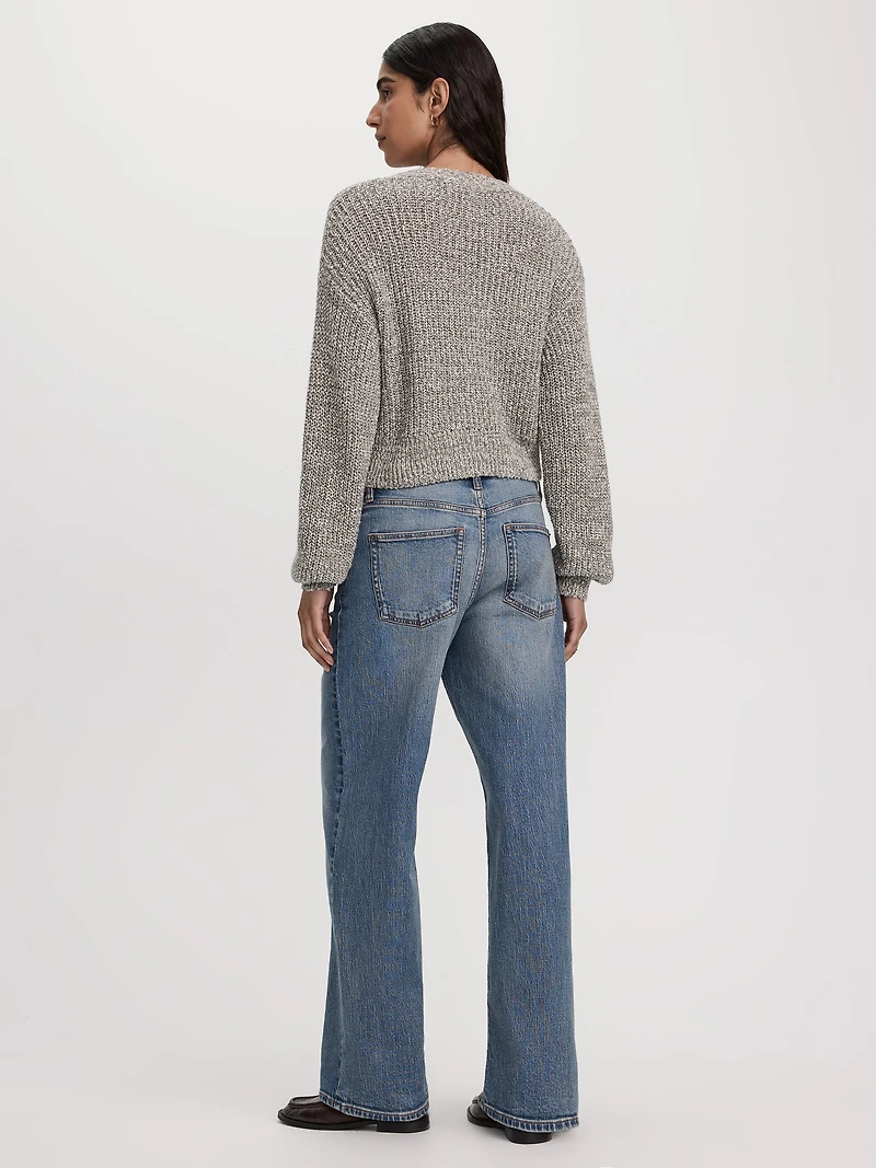 Long-Balloon-Sleeve V-Neck Cardigan