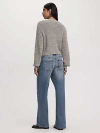 Long-Balloon-Sleeve V-Neck Cardigan