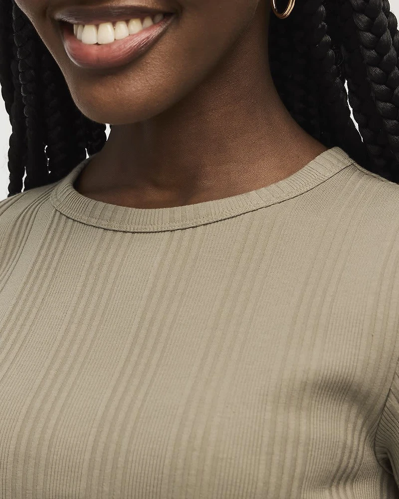 Fitted Crew-Neck Ribbed T-Shirt