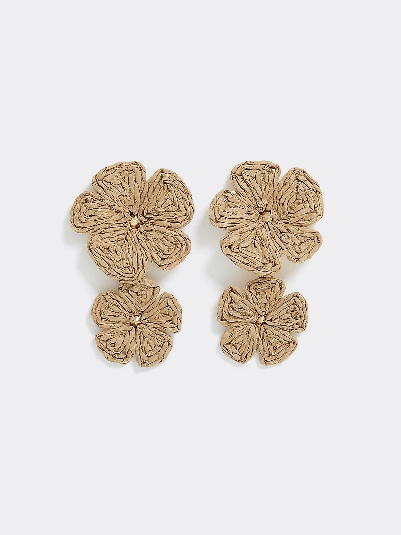 Boucles d'oreilles fleurs en raphia