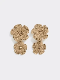 Boucles d'oreilles fleurs en raphia
