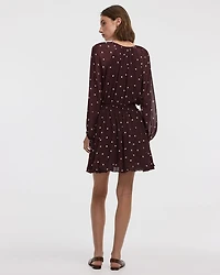 Long-Puffy-Sleeve Bubble Mini Dress with V Neckline