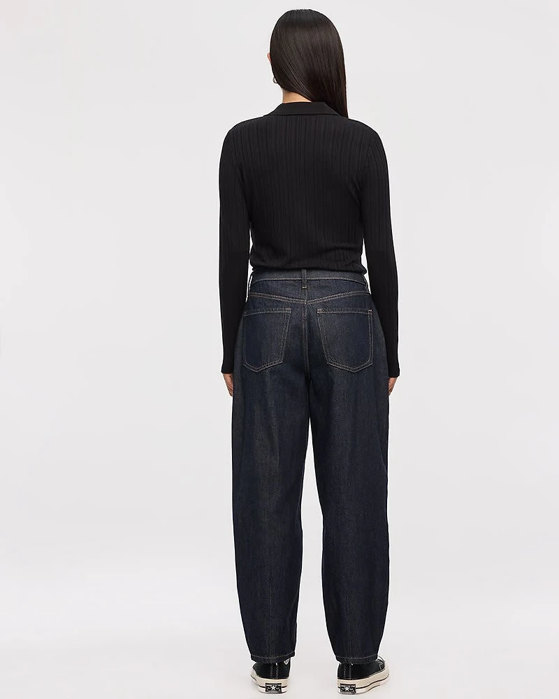 High-Rise Barrel Jeans