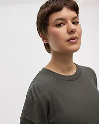 Long-Sleeve Crew-Neck Ottoman Pullover - Hyba