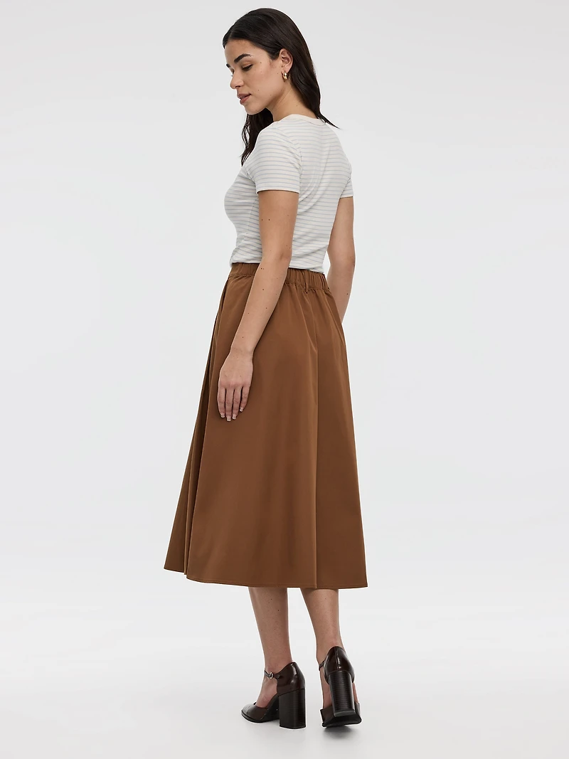 Pleated A-Line Midi Skirt