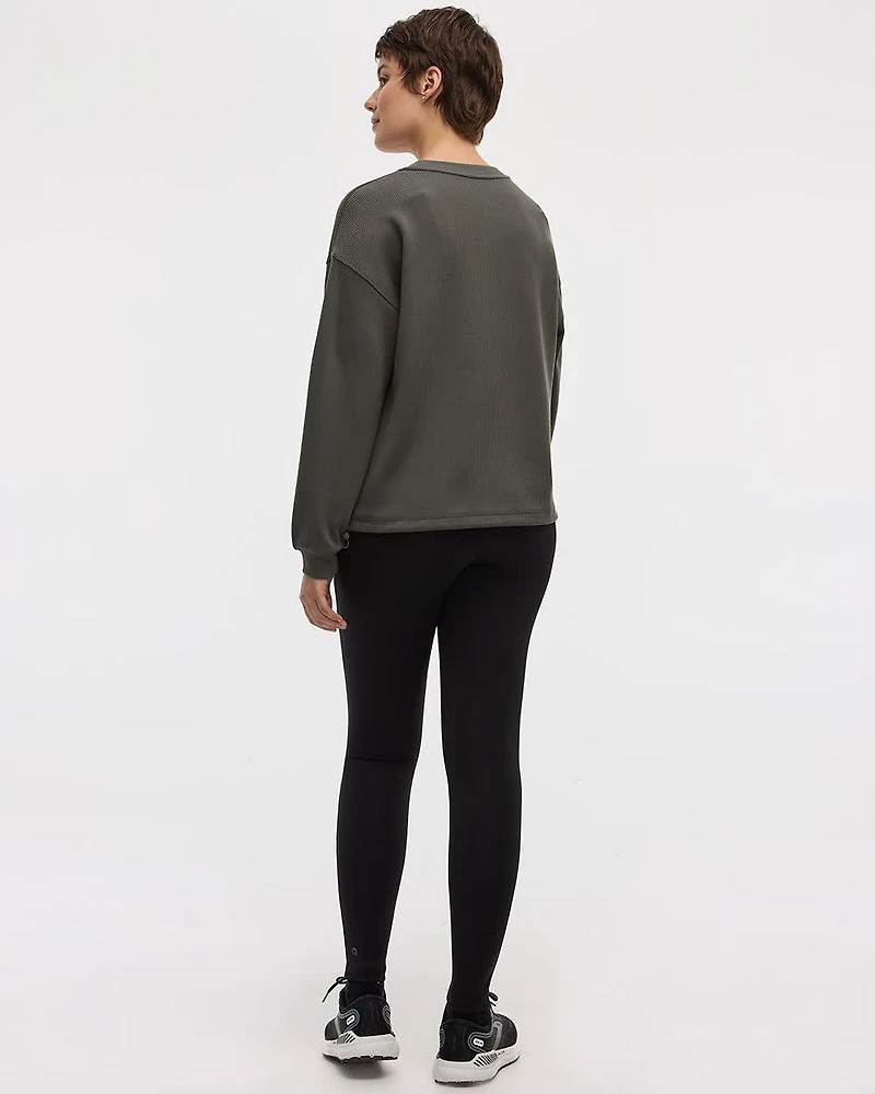 Long-Sleeve Crew-Neck Ottoman Pullover - Hyba