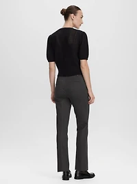 Short-Sleeve Crew-Neck Cardigan with Pointelle Stitches