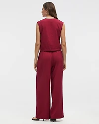 Extended-Sleeve V-Neck Buttoned-Down Blouse