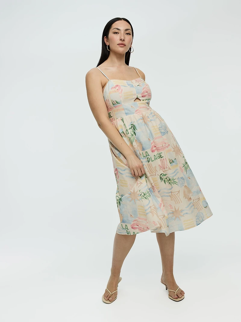 Sleeveless Midi Dress with Sweetheart Neckline
