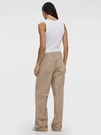 Pull-On High-Rise Linen-Blend Pant
